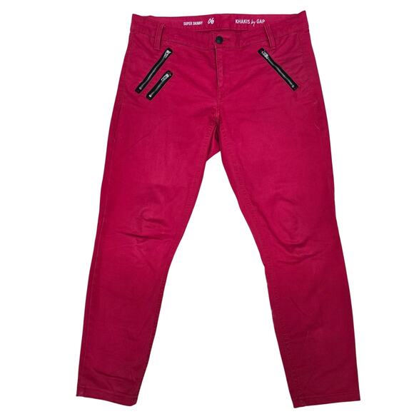 Khakis by GAP Super Skinny Low Rise Red Jeans Size 6 Zip Pockets Stretch Pants - Picture 1 of 11